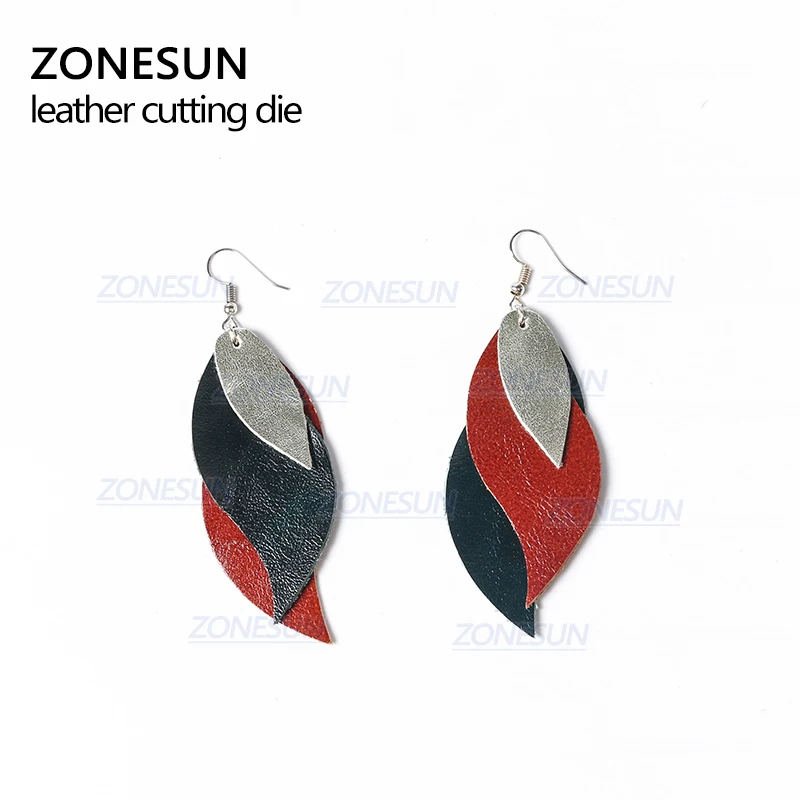 ZONESUN T9 DIY Custom Cutter Leather Earring Cutting Die Leather Cut Out Earring For Steel Rule Die Cutting Machine Press Tools