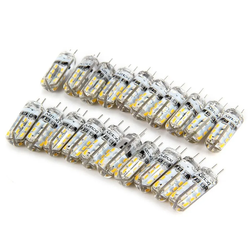 20 unids/lote 1 W G4 Base bombilla LED de alta potencia SMD3014 DC 12 V Blanco/luz blanca caliente 360 grados Ángulo De haz Lamparas De luz Led