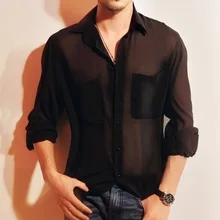 S-5XL! мужской костюм мужская одежда мода весна и лето Прозрачная Сексуальная Солнцезащитная шифоновая блузка певица костюмы