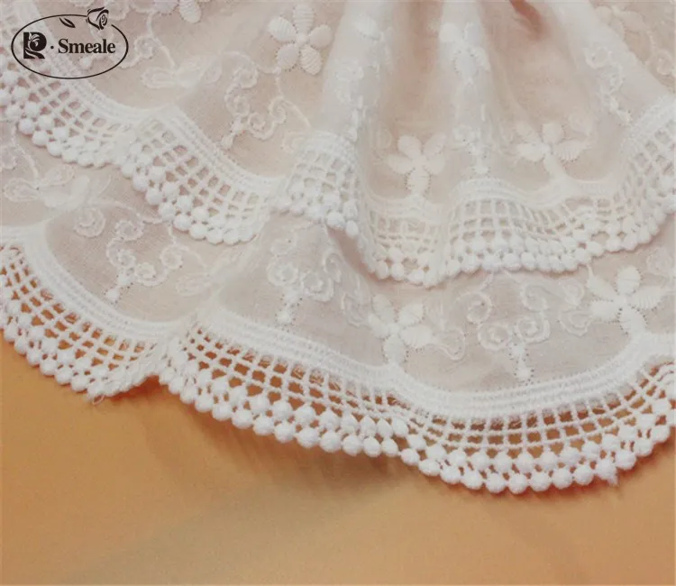 

5yards/lot Width 15cm White100% Cotton Embroidered Lace Fabrics, Women's Clothing Diy Lace Trim, Free Shipping RS1796