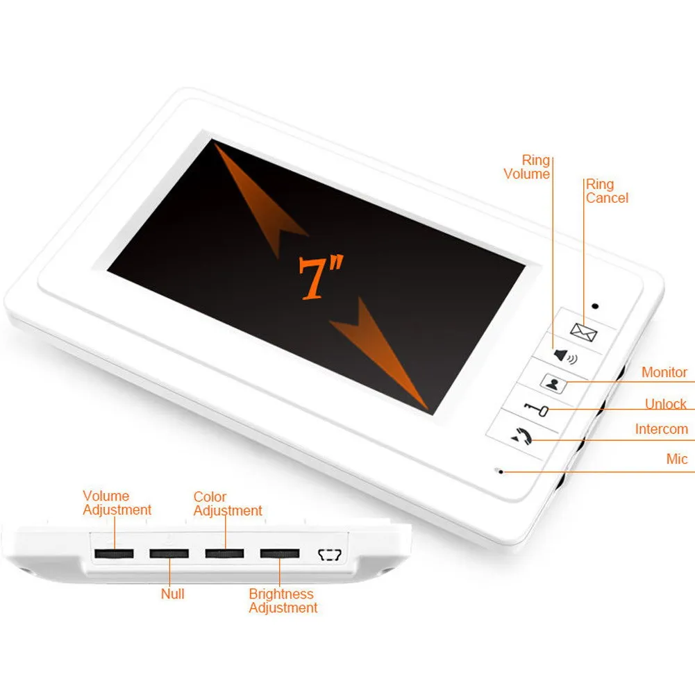7-дюймовый цветной TFT-LCD Визуальный дверной звонок/видео домофон/домофон громкой связи домофон видео дверной звонок видеодомофон