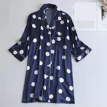 Женский пикантный Шелковый Атласный ночной наряд с длинными рукавами, ночная рубашка с v-образным вырезом, ночная рубашка, ночное белье, ночное белье для женщин, мода