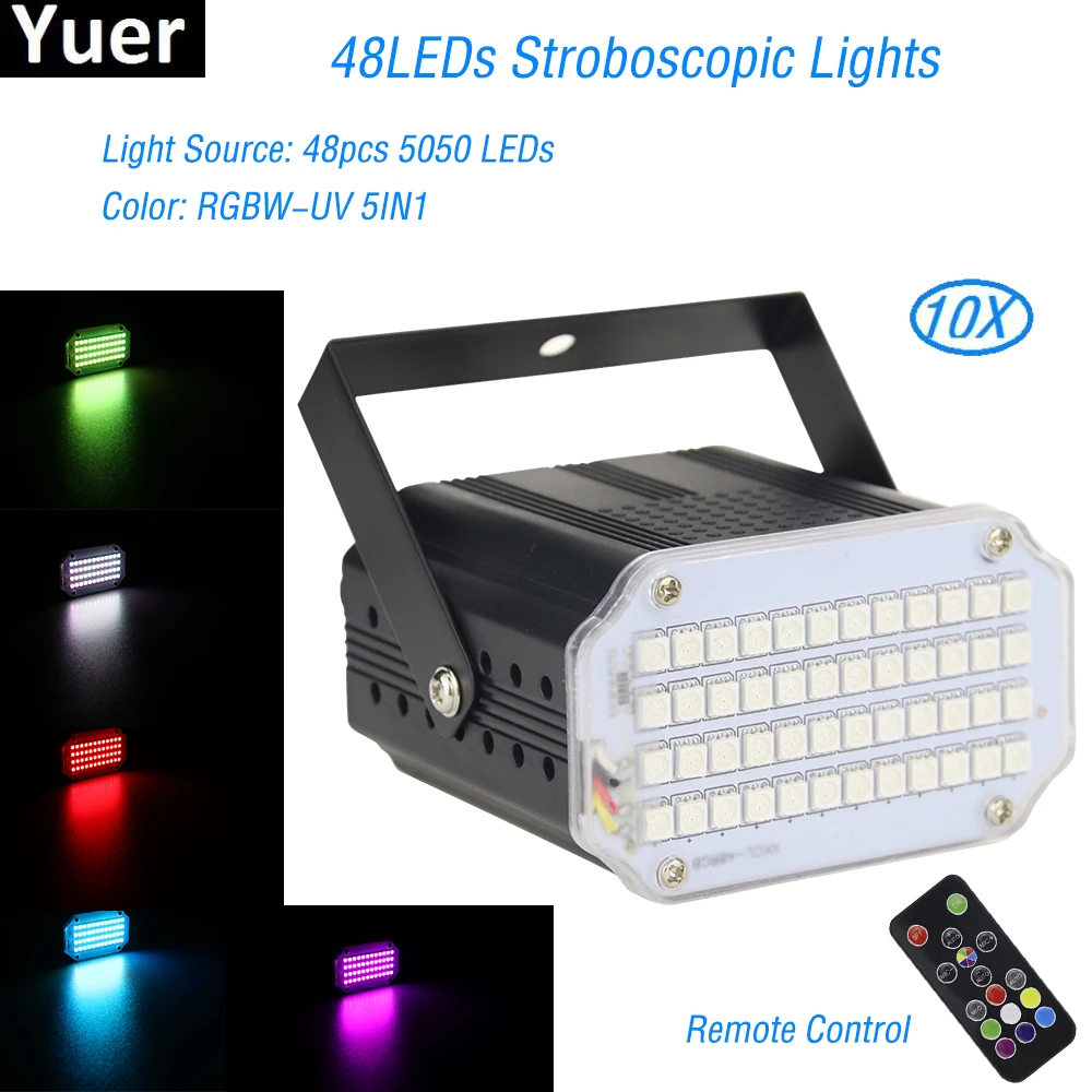 10Pcs/Lot New 48LEDs Stage Lighting Strobe Effect DJ Disco Light Sound