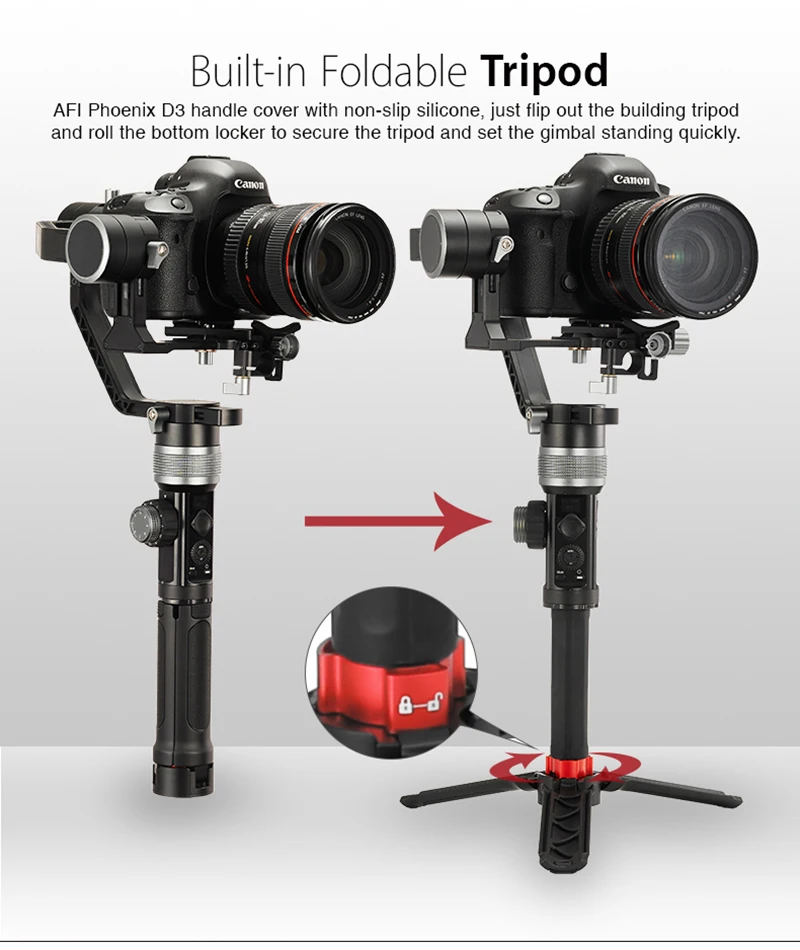 Build in foldable tripod