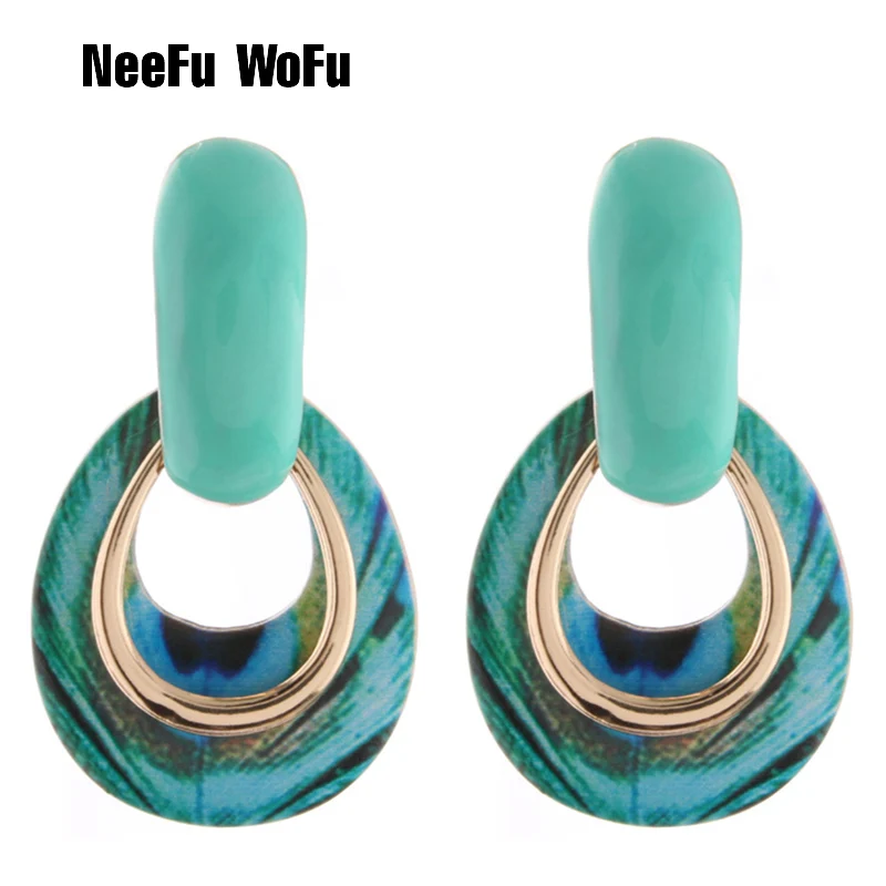

NeeFu WoFu Drop Earrings Dangle Bohemian Alloy drip Tiger Earring Oorbellen Long Brinco Charm fringe Earring Water pipe Big Ear