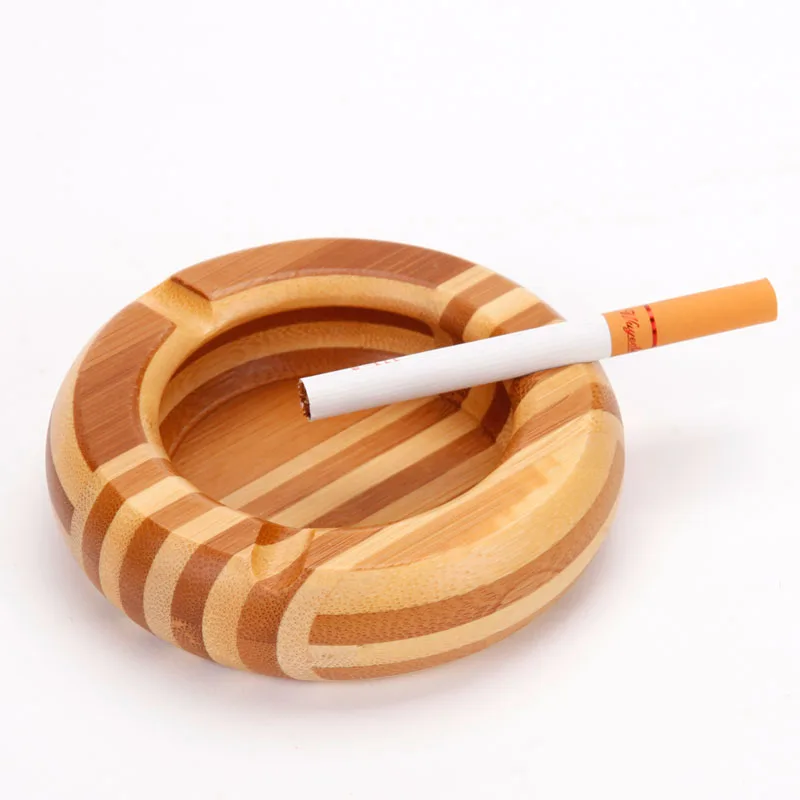 New Fashion creative household bamboo ashtrays personality circular