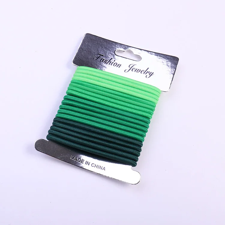 18PCS Hair Rope For Girls Gradient Color Hair Ring High Elastic Seamless Rubber Band Head Rope Silver Card Suit G0409