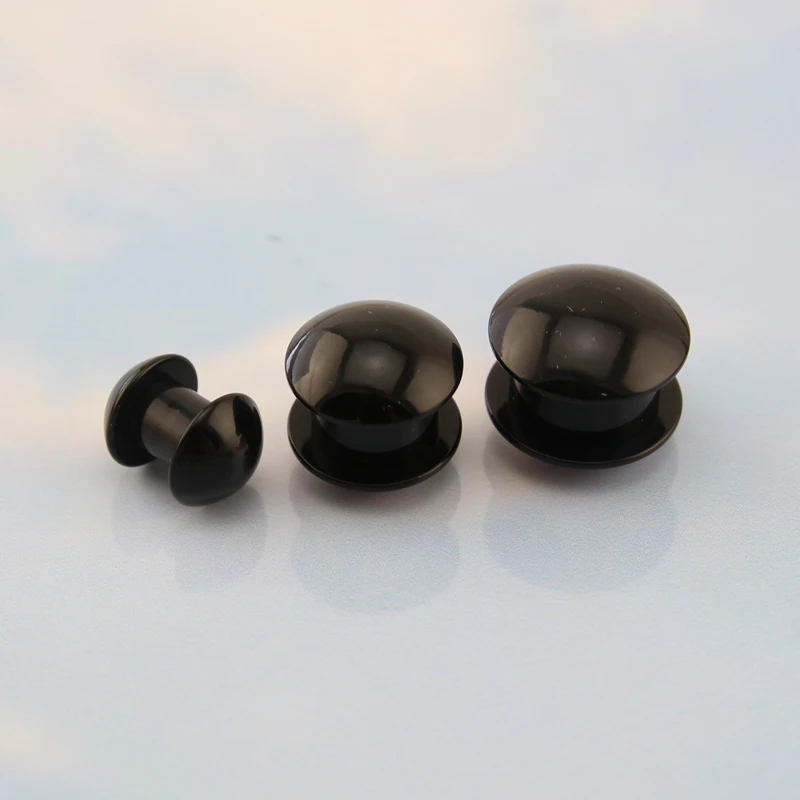 Black acrylic fake Plug Stainless Surgical Steel shiny AB coated acrylic jewel 10mm