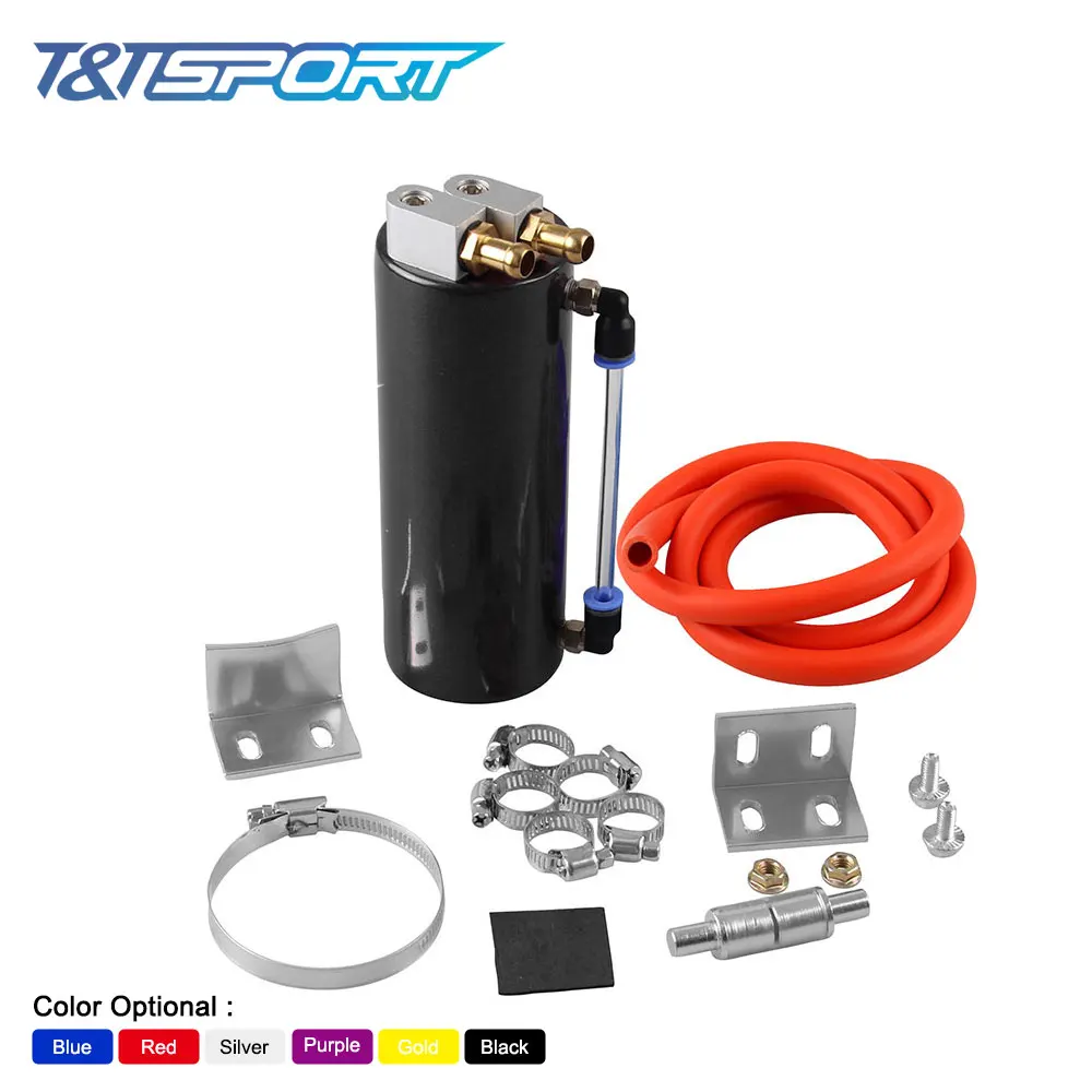 

RYANSTAR RACING Universal 450ML Aluminum Racing Oil Catch Tank/Can Round Can Reservoir Turbo Oil Catch Can