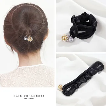 

CHIMERA Women's Magic Bun Maker Pearl Crystal Donuts Sponge Twist Bun Fashion DIY Headwear Hair Pins Accessories Girl's Hairband