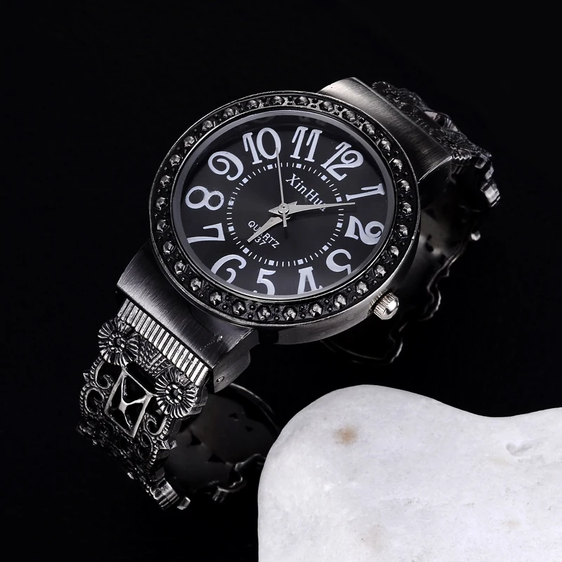 Retro Bracelet Watch Women Watches Rhinestone Ladies Watch Stainless Steel Women's Watches Clock reloj mujer bayan kol saati