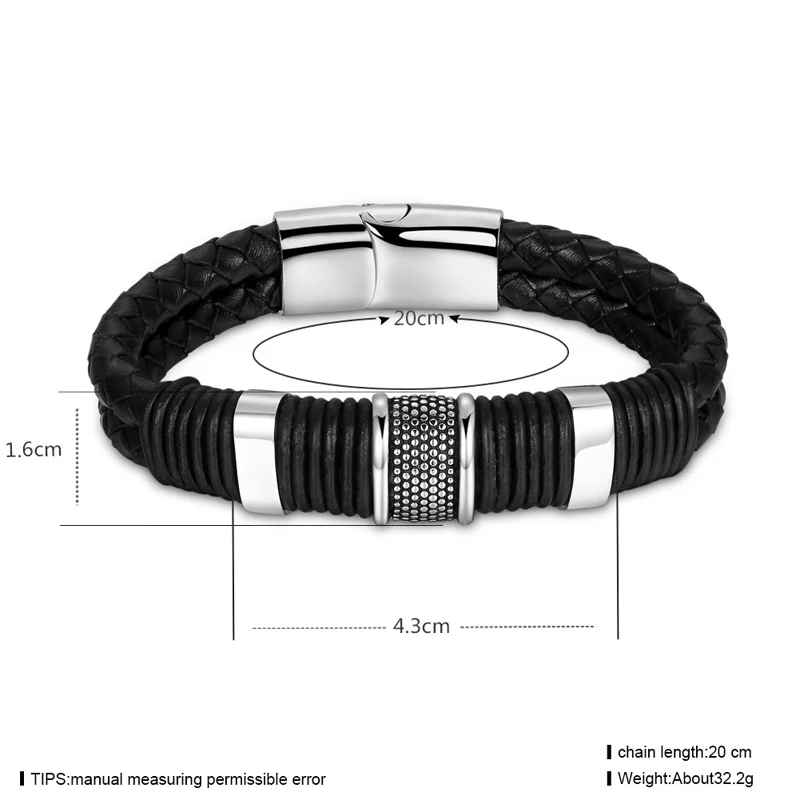 Не выцветает черная коровья обертка из натуральной кожи браслет мужской титановый магнит из нержавеющей стали оплетка цепочка Шарм, мужской браслет крутой