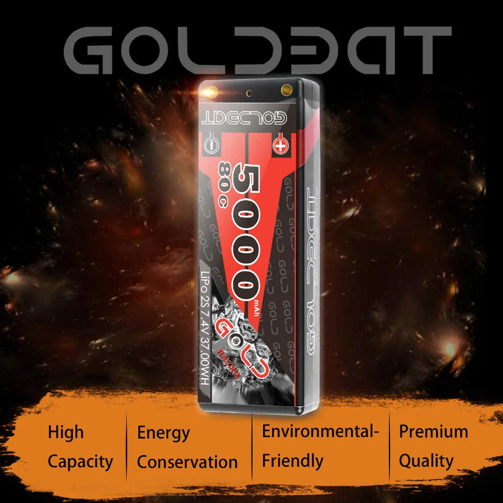 2 единицы GOLDBAT 7,4 V lipo батарея 5000mAh RC Car 80C батарея lipo 2S Lipo перезаряжаемая с штекером Deans для RC автомобиля лодки грузовика Roar