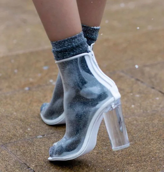 short clear block heels