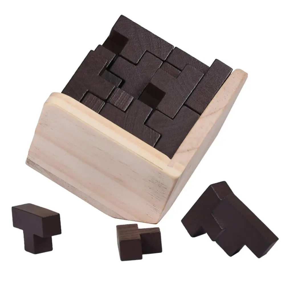 

54Pcs/Set Wooden T Shape 3D Puzzles Building Brain Teaser Luban Interlocking Toy
