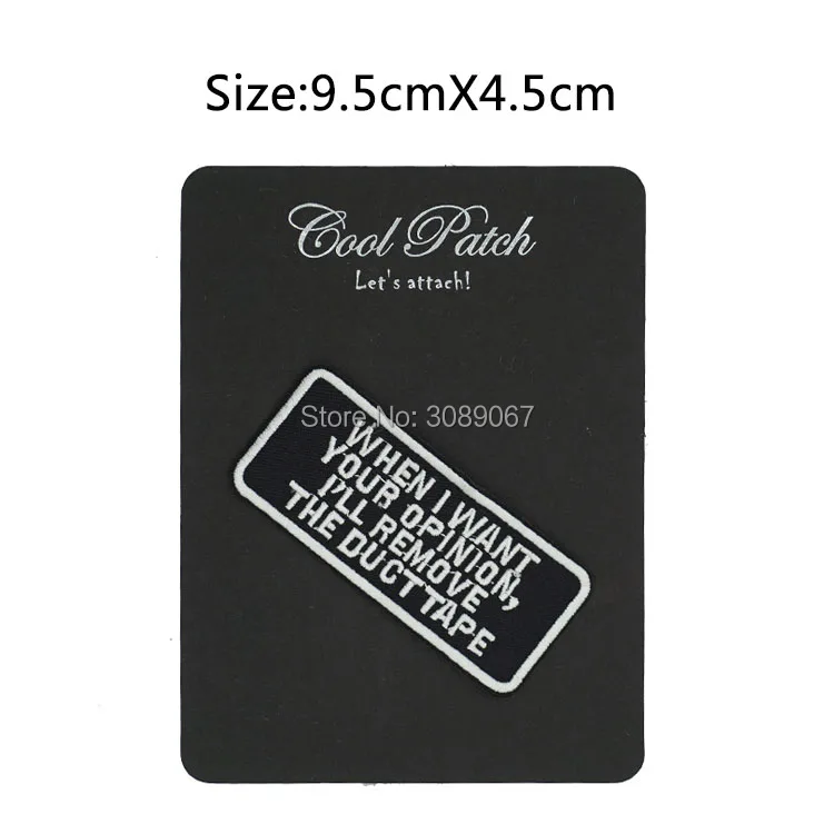 

WHEN I WANT YOUR OPINION I'LL REMOVE THE DUCT TAPE Fun Embroidered Biker Vest Patch SEW ON IRON ON Biker Vest Badge