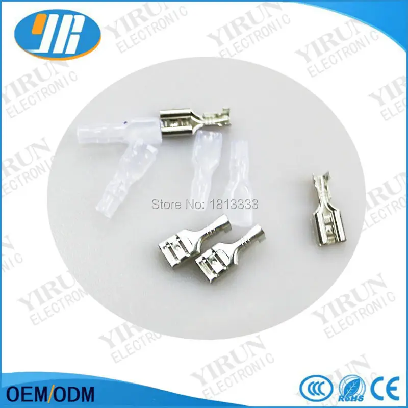 

100pcs 4.8mm Crimp Terminal Female Spade Connector with Transparent Case for arcade push button microswitch