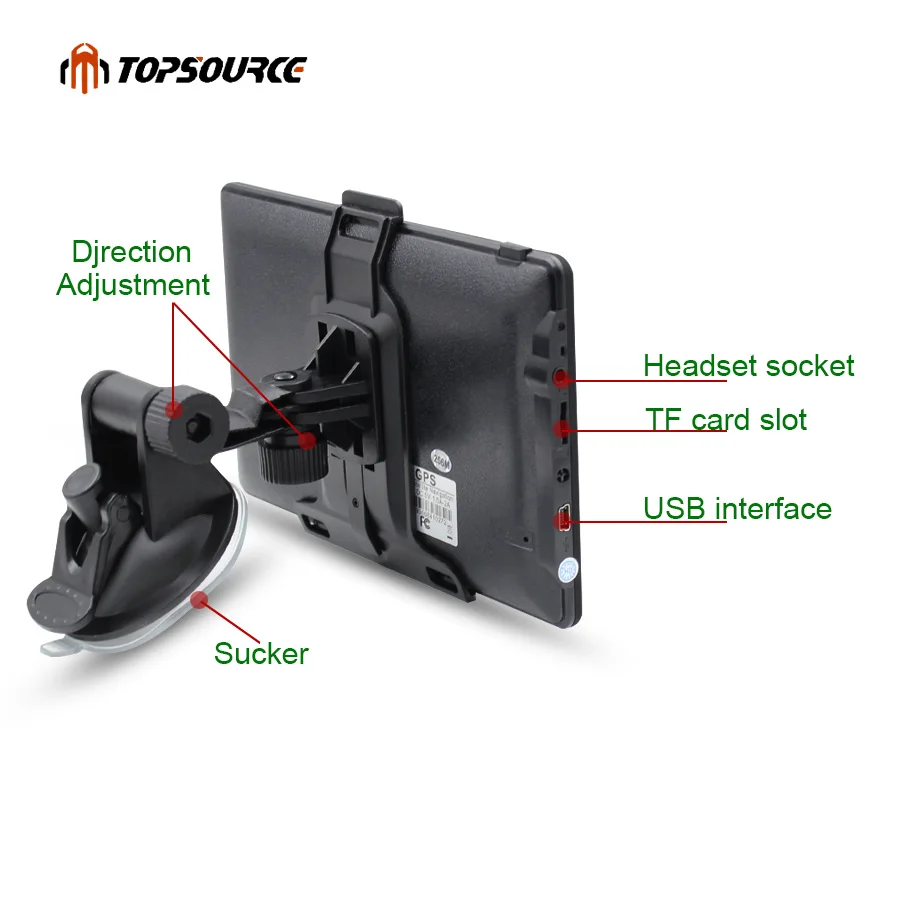 Topsource 7 &quotHD Автомобильный Автомобильные gps навигатор mtk ce6.0 8 GB 800 Mhz карта для