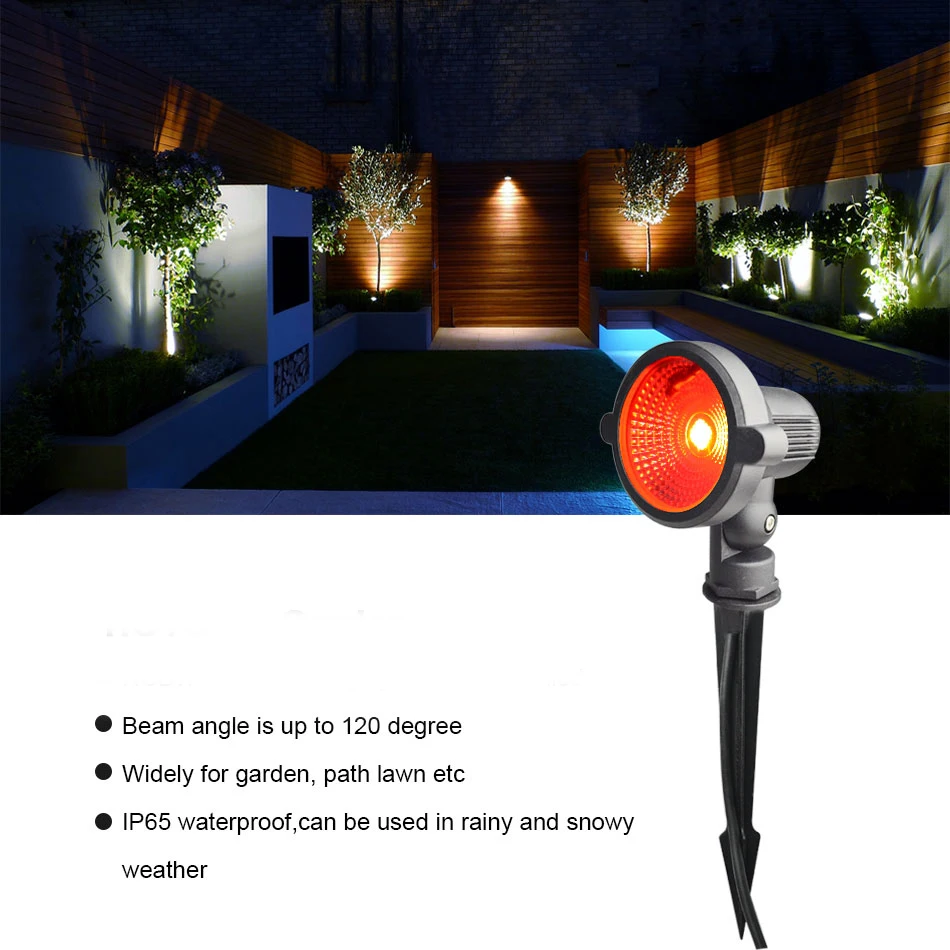 Lawn lamp RGBW LED Outdoor Garden light 12V 220V 110V Waterproof IP65 Spotlight 10W with Spike Remote control 3pcs Free ship