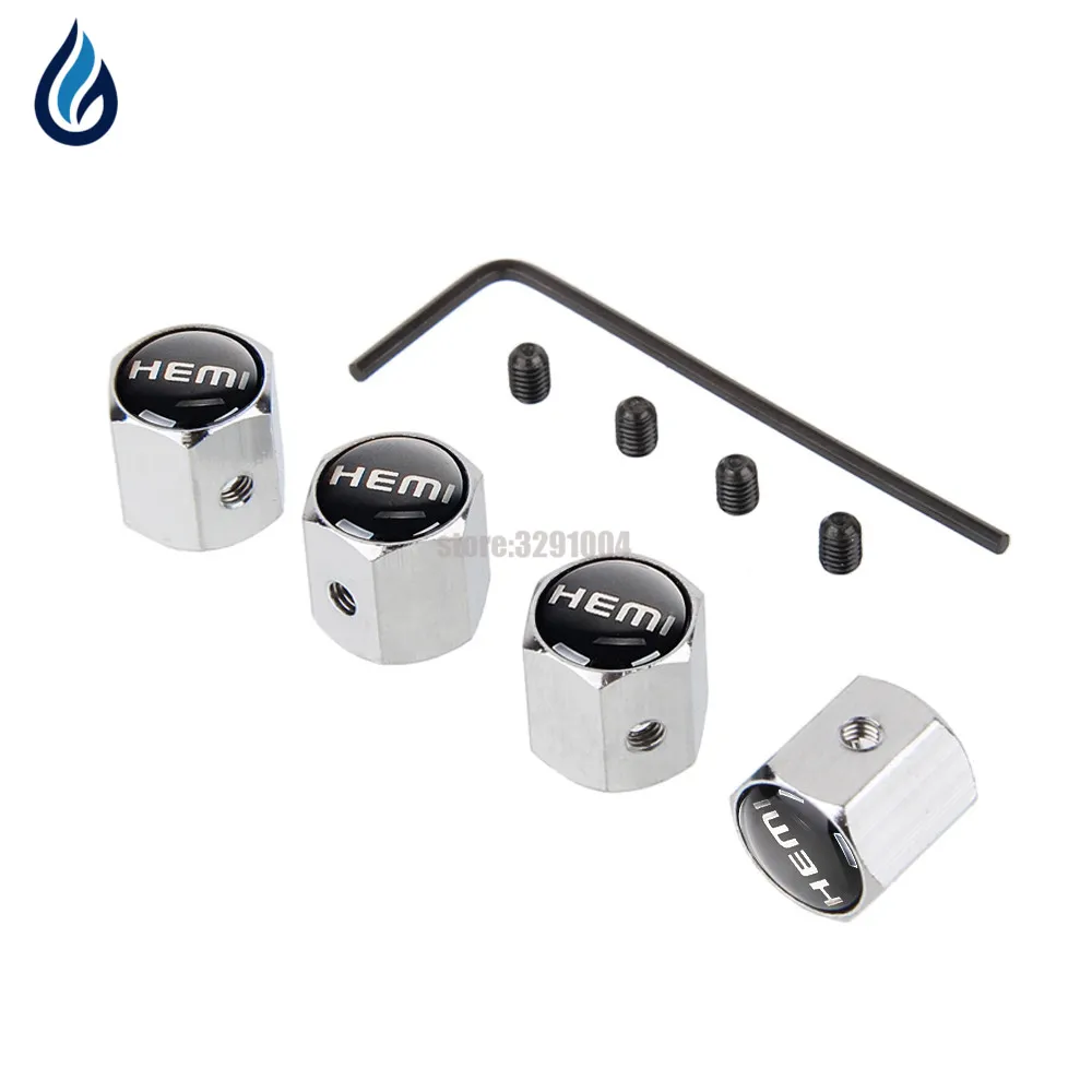 

HEMI Logo Car Wheel Tire Valve Caps Anti-Theft Cover For Jaguar Jeep Grand Cherokee Commander Maserati Dodge Challenger Chrysler