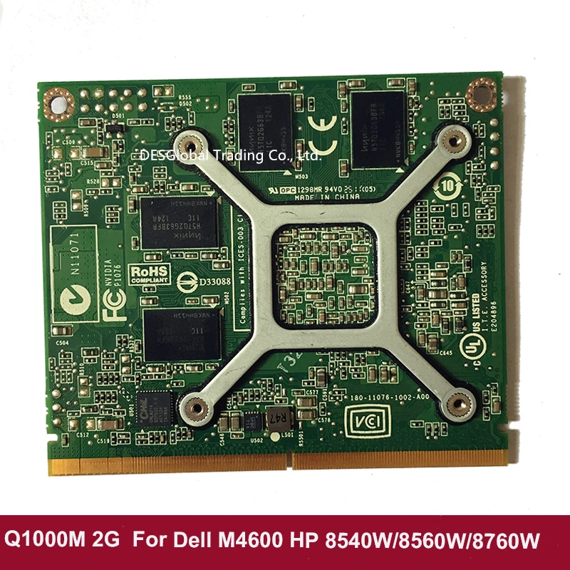 Q1000M 1000M 2GB KDWV4 N12P-Q1-A1 DDR3 VGA Видеокарта для hp 8540 W/8560 W/8760 W Dell Alienware M4600 полностью протестирована