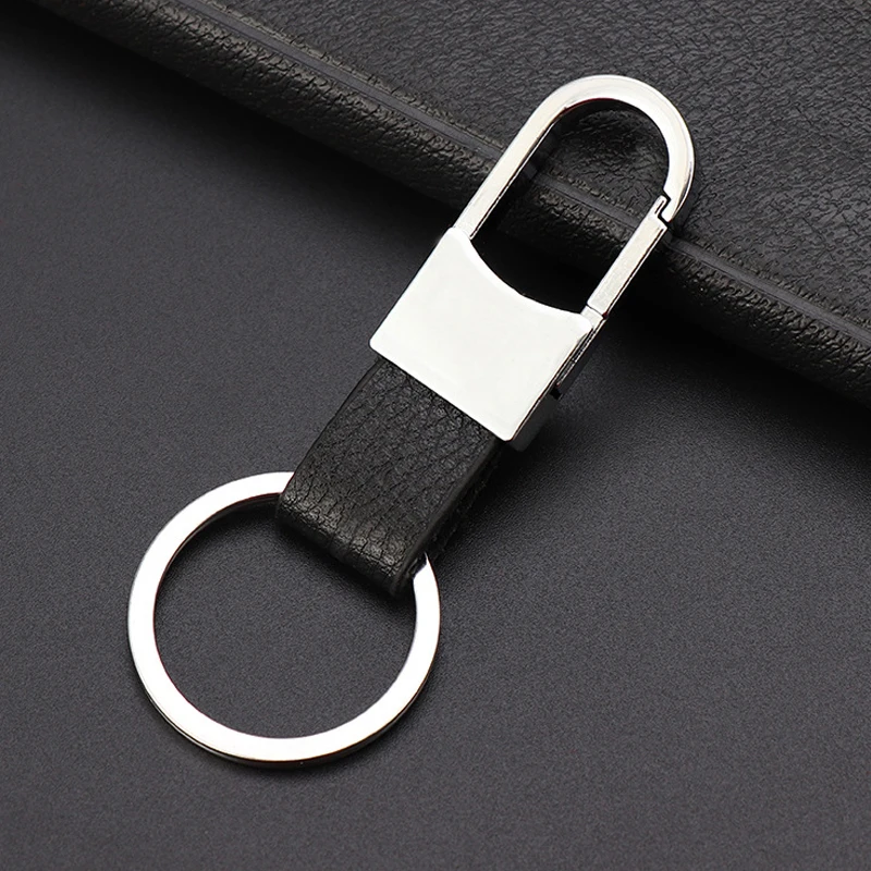 Creative Metal Leather Key Chain Ring Fob Keyfob Car Keyring Keychain For Men 