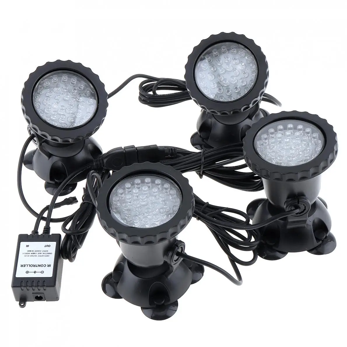 4 Lights 36 LEDs Color Landscaping Spotlights Water Grass Fill Light with Remote Control 16 Colors for Aquarium Fish Tank Pool