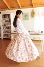 LYNETTE’S CHINOISERIE Autumn Summer New Original Design Women Cotton Vintage Rustic Floral Print Pleated Skirt Detachable Lining