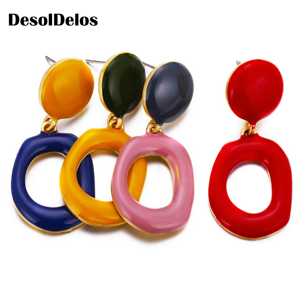 

2019 New Design Summer Candy Stud Earrings For Women Girl Bohemian Round Pendant Earring Hollow Out Female Fashion Jewelry