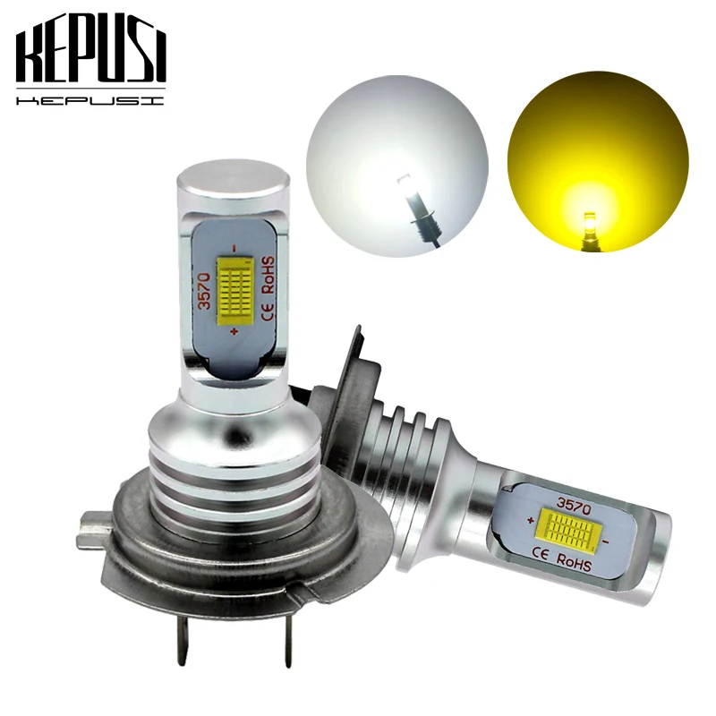 

2PCS H7 72W led fog light CSP Chip 1000lm auto led DRL 12V 24V white Golden yellow For Mercedes-Benz E240 R500/R350 S320 G450