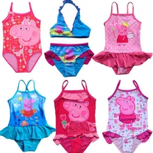 2017 Peppa Pig Swimwear New Girls Kids Fairy Tinkerbell Tankini Beachwear Bikini Swimsuit Dress Bathing Hot Sale Size 3-9Y