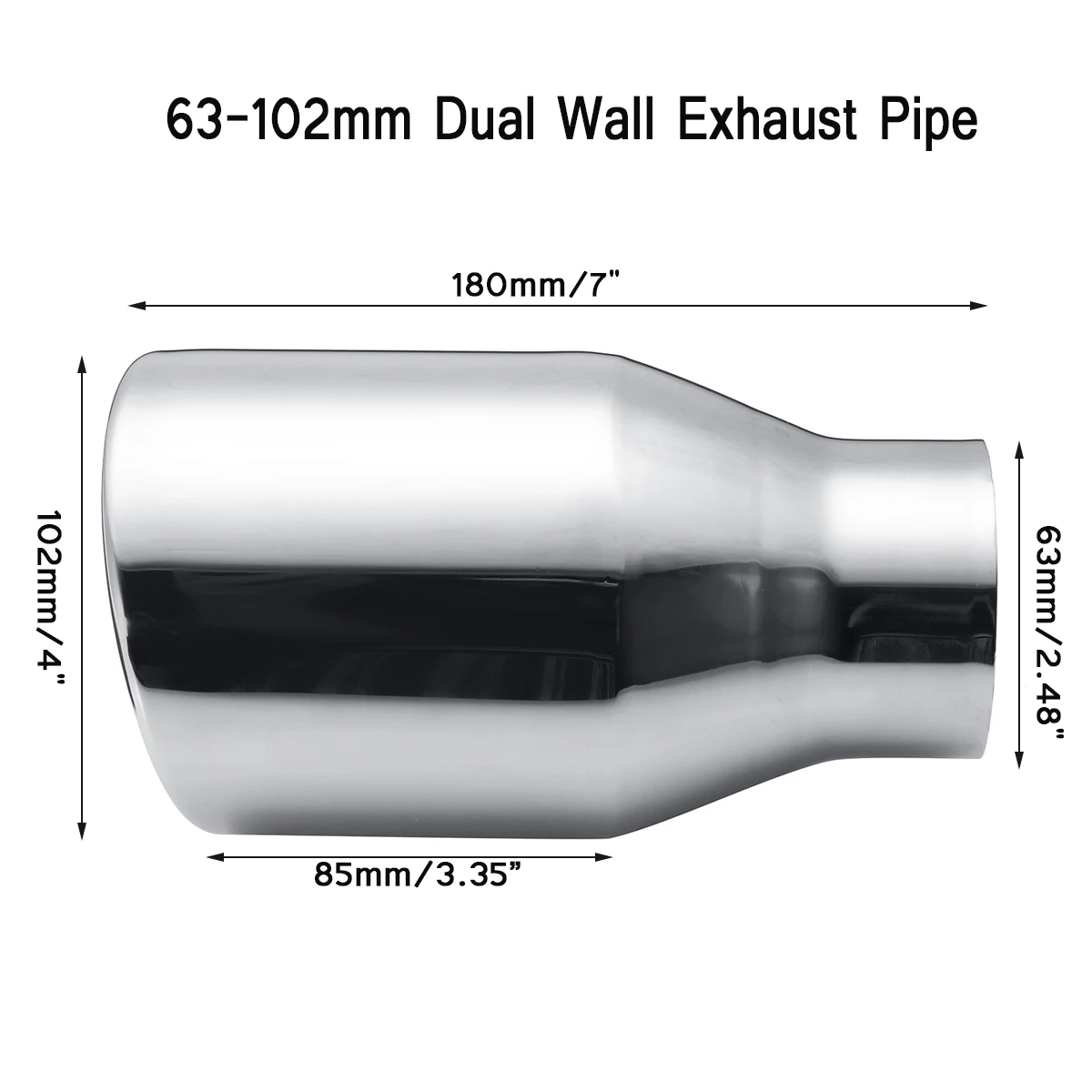 Автомобильный 63 мм-102 мм выхлоп глушитель двойной настенный выхлоп наконечник Хром Нержавеющая сталь круглый выхлопная труба Хвостовая трубка
