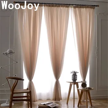 

C1032 American Style Linen Cotton Half Blackout Thick Window Curtains Tulle for Living Room