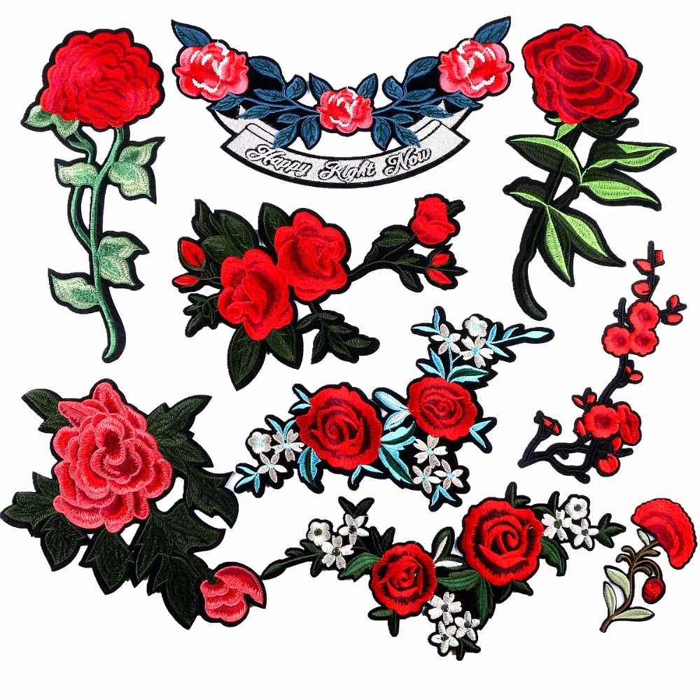 

1 Piece Big Patches Red Flower Embroidered Patch 3D Applique DIY Sewing Stickers Wedding Clothing Repair Fabric Sticker Patches