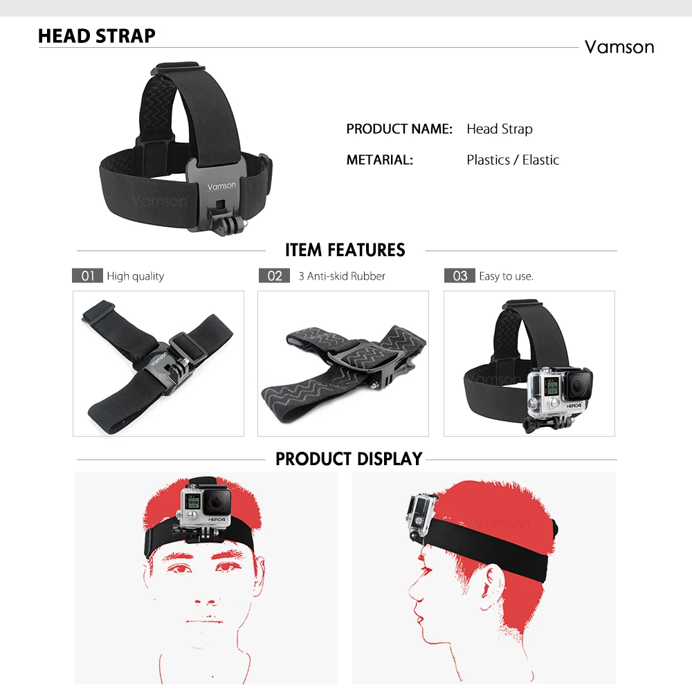 Аксессуары Vamson для Gopro Hero 7 6 5 нагрудный ремень монопод Штатив головной eken h9 Xiaomi SJCAM