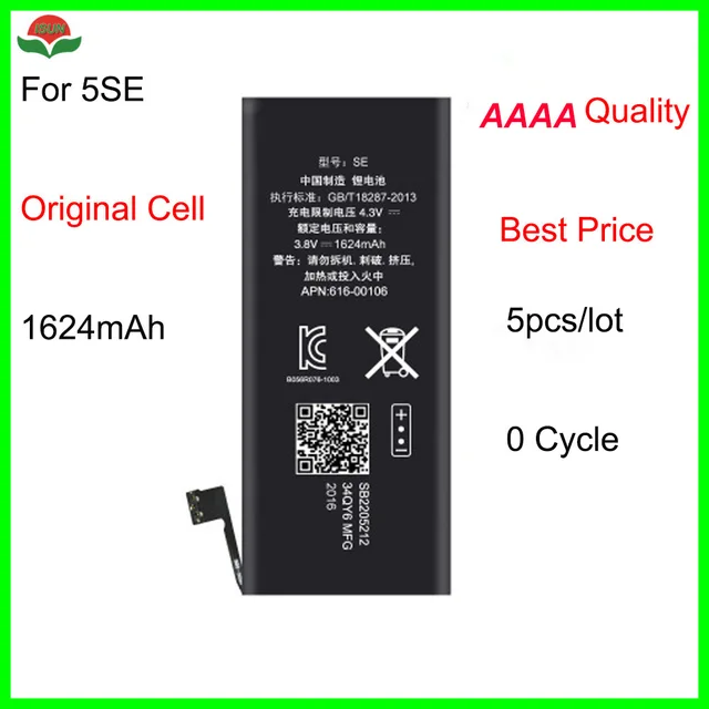 ISUN 5pcs/lot AAAA OEM Replacement Battery For Apple For Iphone SE/ 5 SE / 5SE 1624mAh-in Mobile