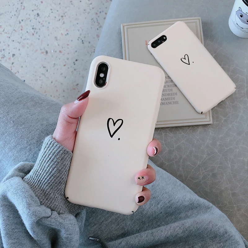 

Coque Capa For iphone 7 8 plus 6 6s plus Simple Love Heart Hard PC Phone Case Back Cover For iPhone XS Max XR X 8 Plus Fundas