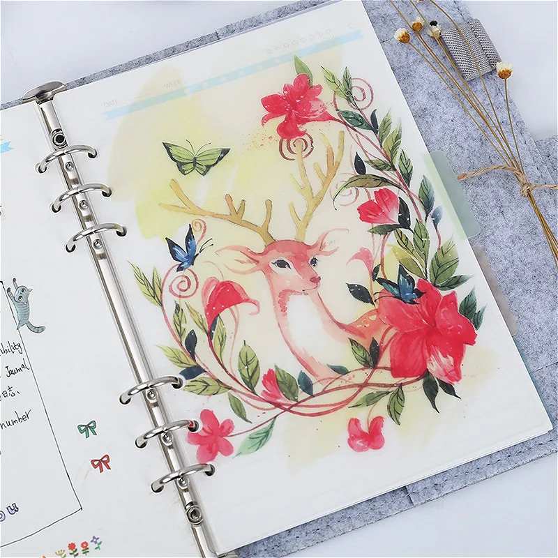 

5pcs A5/A6 PP Material Notebook Divider Dear Pattern Cute Fine Organizer Separator Pages Office School Stationery Index Paper