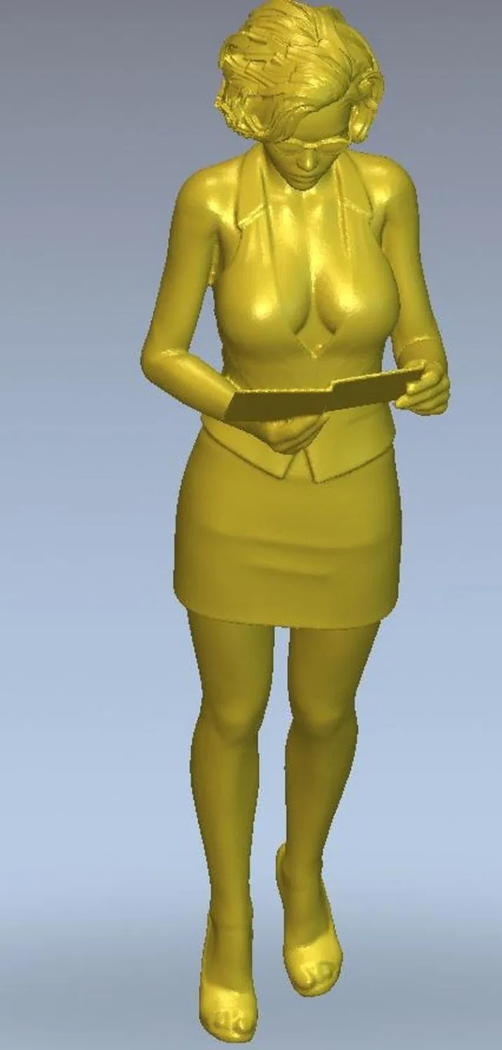 

3d model relief for cnc or 3D printers in STL file format Girl with a tablet