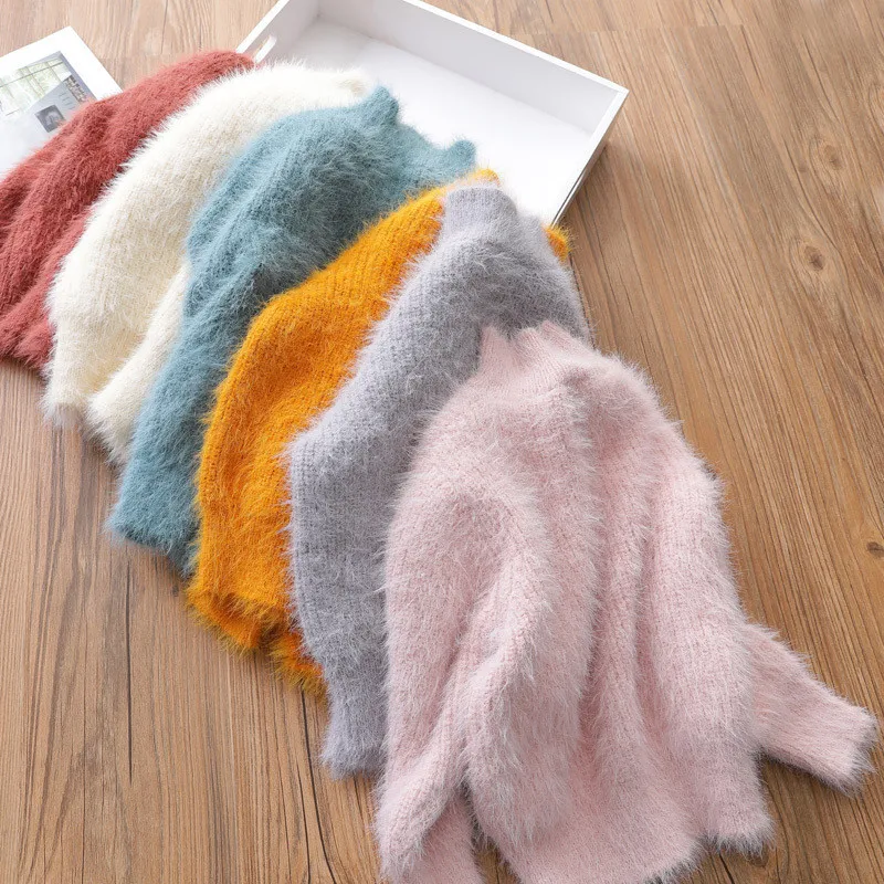 

2019 New Girls Sweaters Solid Candy Color Boys Sweaters Autumn New Knitted Baby Girls Sweater Kids Clothing Girls AA3327