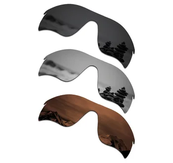 

SmartVLT 3 Pieces Polarized Sunglass Replacement Lenses for Oakley RadarLock Path Stealth Black & Silver Titanium & Amber Brown