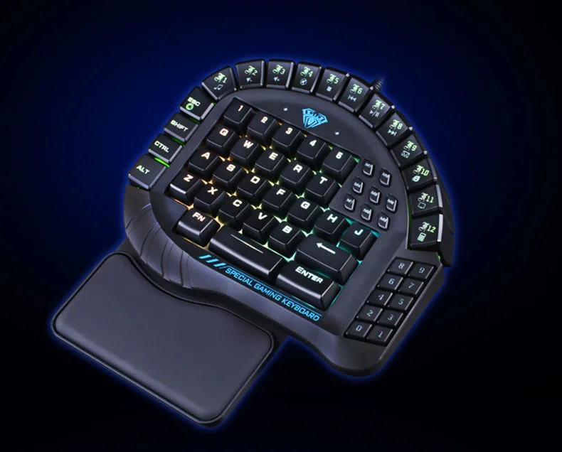 Механическая клавиатура AULA с одной рукой и RGB подсветкой, синий переключатель, игра PUBG Gamer, мини-игровая клавиатура с разделением одной руки, компьютер