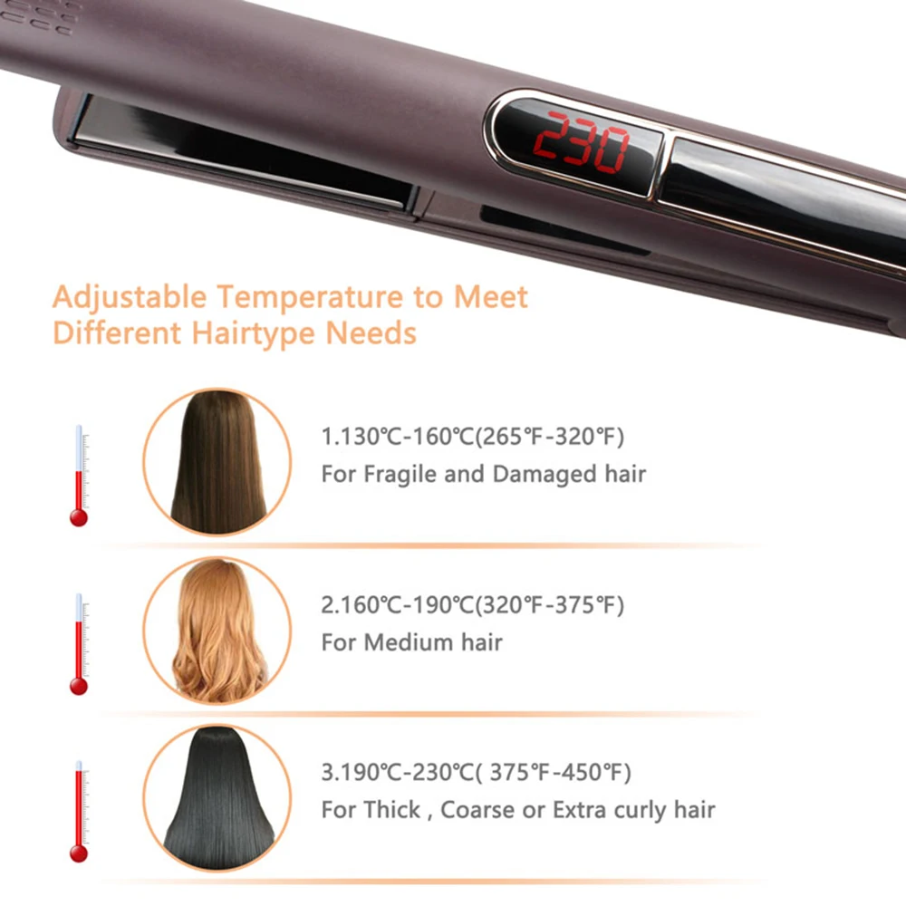 MADAMI Dual Voltage Wet Dry Hair Flat Iron Plancha Flacheisen MCH Titanium Ceramic Hair Straightener Keratin Treatment Flat Iron (3)