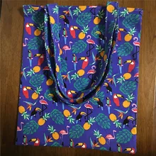 YILE хлопок холст Экологичная для шоппинга с ручкой сумка наплечная печать ананас Птица Фламинго 614a