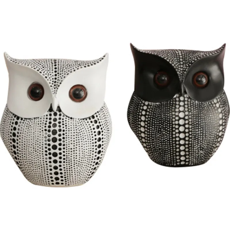 

Northern Europe Wave Point Owl Q Version Resin Animal Statue Craftwork Creative Home Accessories Baby Room Ornaments X1258