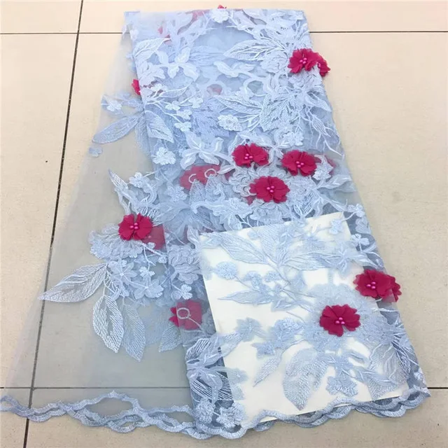 

2018 Grey Embroidery Mesh Tulle Lace Fabric Fower Pattern Beaded African Lace Fabrics Wholesale For Wedding Party