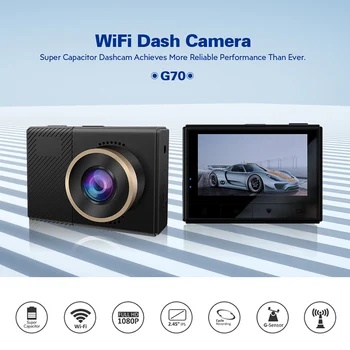 

2.45" IPS Full HD 1080P 150 Wide Angle Car DVR Vehicle Dash Cam Super Capacitor WIFI Real-time View and Share with G-Sensor