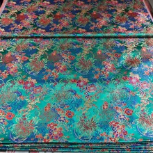 Китайская шелковая парча тканая Дамасская ткань для пошива Чонсам Подушка изумрудно-зеленая задняя часть с красочные маргаритки шаблон цвет матч