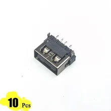 10Pcs/Lot USB Port 2.0 Type A Female 4 Pin 2 Feet 180 Degree Flat Charge Plug Socket Jack Connector Wire Adapeter DIP