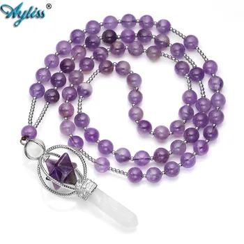 

Ayliss New Natural Quartz Necklace Rotate Merkaba Yoga Pendant Necklace Hexagonal Pointed Pendant Energy Reiki Healing Necklace